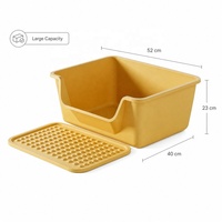 Bac à litière pour chat Juwuba, matériau PP, semi-fermé, grande capacité, design simple, taille extra-large, anti-éclaboussures