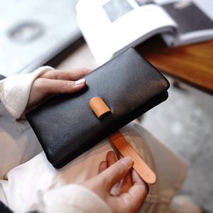 Zenos Vintage Full Grain Soft Cow Leather <b>Long</b> <b>Wallet</b> Contrast Drawstring Multi Card Slots Leather Money Purse - Product Image 1