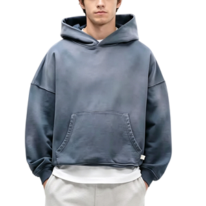 Sweat à capuche oversize personnalisé pour homme, imprimé délavé à l'acide, avec poche, en coton tricoté 500 g/m², col rond, imprimé par transfert thermique - Product Image 3