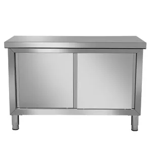 Banco de trabajo de cocina de acero inoxidable SUS 304 de súper calidad con gabinete