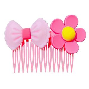 Peigne à cheveux pour enfants avec nœud, motif fleur arc-en-ciel, couleurs mélangées, 12 cm, en résine plastique, coiffe pour filles, été 2022 - Product Image 5