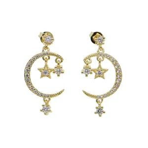 2023 Christmas Gift Cute Lovely Cz <strong>Moon</strong> <strong>Star</strong> Drop <strong>Earring</strong> for Girl Women Jewelry - Product Image 4