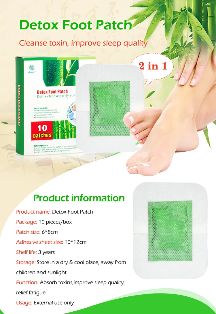 Factory Supplier Wood Vinegar Improve Sleep Quality Detox Foot Patch Plaster Remove The Toxin Out of Body 100 Boxes CN;HEN