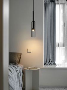Lampe de chevet minimaliste moderne Ligne suspendue <span class=keywords><strong>Lustre</strong></span> de décoration aérienne longue barre de table cylindrique gris fumée - Product Image 5
