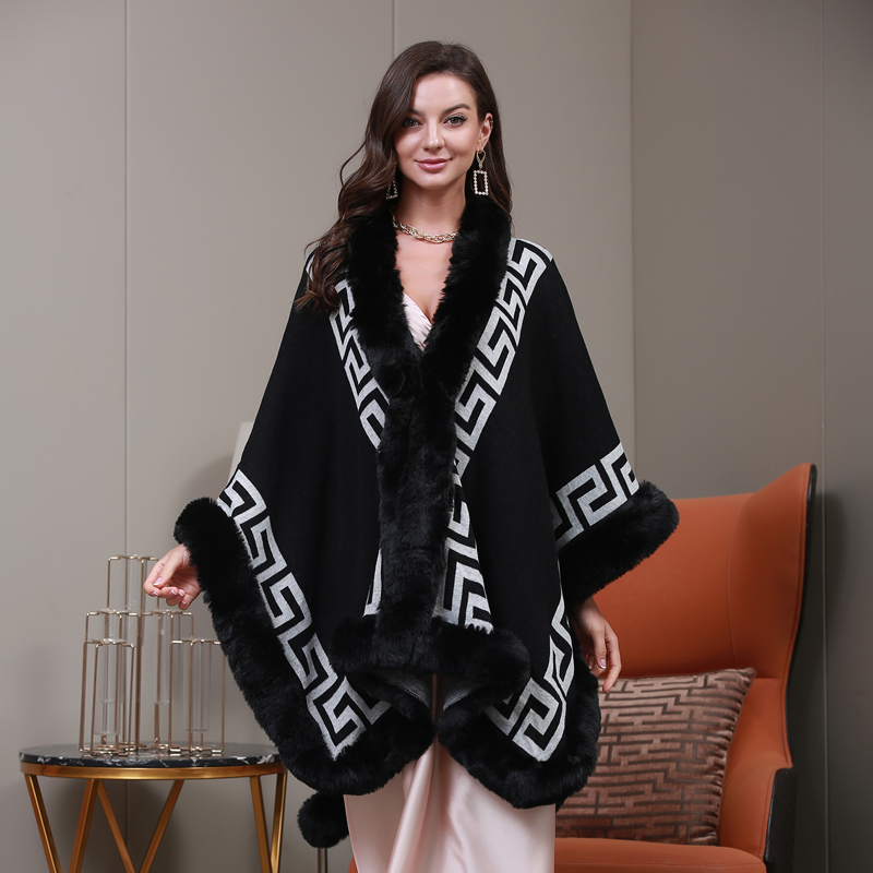 Завод пятно зимний женский пуловер Блузка с буквенным принтом Catwalk в западном стиле плащ пальто Вязанный свитер модный тренд, пончо, шаль