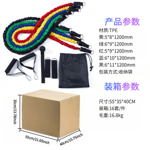 Ensemble de bandes de résistance Chanxi 1,2 m en TPE avec poignées et accessoires pour le fitness à domicile et le remodelage corporel - Product Image 3