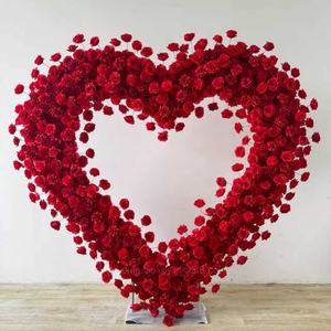 Heart Flower lengkungan bunga buatan pernikahan, bunga buatan bentuk hati lengkungan bunga latar belakang untuk dekorasi acara - Product Image 3
