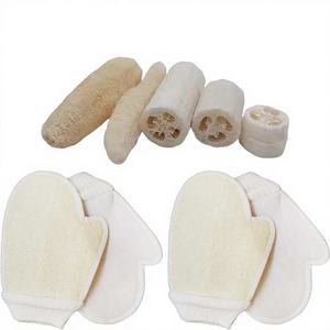 Gants de douche ovales en loofah naturel doux et confortables, style moderne, pour le nettoyage du corps des adultes, brosse exfoliante pour la douche - Product Image 1