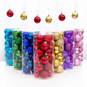 24Pcs Kerst Glitter Bal Ornamenten Voor Kerstboom Ballen Voor Xmas Woondecoratie Heldere Ballen Multi-Kleuren 6cm 30Pcs