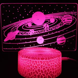 Children's Day Gifts Idea Solar System 3D Night Light Remote Control 16 Colors Crackle 3D Stellar Map Lamp Best Kids Gifts