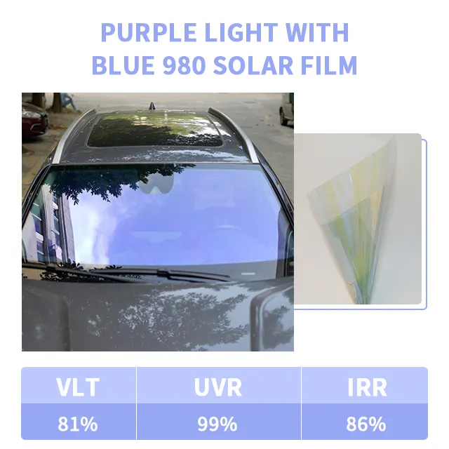 Vlt 85% 블루 컬러 자동차 창 필름 1m * 30m 1.52*30m 하이 퀄리티 롤 카멜레온 창 틴트 필름