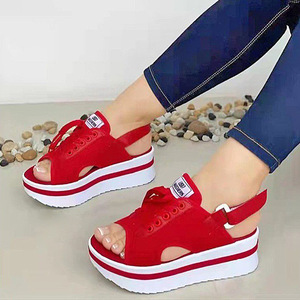 In Stock Plus Size Sandals Comfort Walking Summer Women's <b>Shoes</b> Thick Bottom <b>Increasing</b> <b>Height</b> Wedge Heels Platform Sandals - Product Image 1