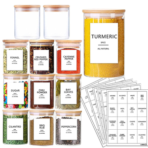 Giá Đựng Thảo Mộc Và Gia Vị Tùy Chỉnh Nhãn Dán Gia Vị Vuông Màu Đen Tối Giản Để Sắp Xếp Nhãn Lọ Gia Vị - Product Image 5