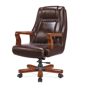 Modern Leather CEO Executive Office <b>Chair</b> with Revolving Feature Mahogany Color School & Hotel Use From Guangzhou - Product Image 2