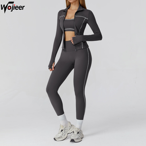 WOJIEER autunno abbigliamento femminile palestra allenamento abbigliamento sportivo Fitness giacca 3 pezzi tuta da donna Set Yoga Set per donna - Product Image 1