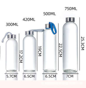 Logo personnalisé 750ml bouchon rond en verre de sodium-calcium transparent pour bouteille d'eau de sport avec couvercle à brosse et manchon pour jus - Product Image 5
