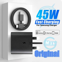 Chargeur Type-C 45W à Vente Chaude, Adaptateur PD 3.0 à Charge Super Rapide, Prise US EU pour Samsung S24 S23 S22 Ultra S21 S20