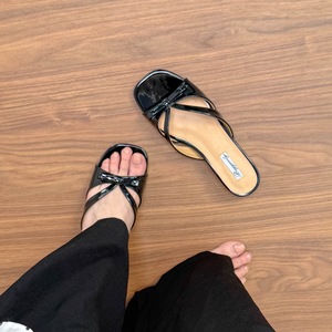 Sandales à nœud papillon croisé pour femmes, style français, été 2026, bout ouvert, grandes tailles - Product Image 3