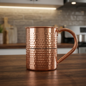 Mug Moscow Mule en cuivre massif martelé à paroi droite 22 oz, anti-fuite, pour les fêtes - Product Image 4