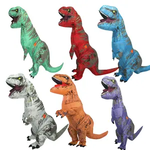 Air Stuffed Mascot Costume Brown Giant T-Rex Dinosaur Inflatable for Pool Party Decorations Birthday Party Gift for Kids