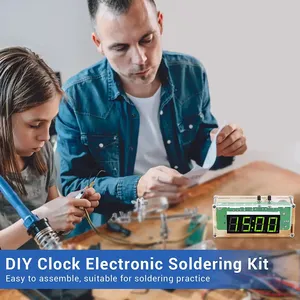 Multifunction 4-Digit Digital <b>DIY</b> Clock <b>Kits</b> with Acrylic Shell, <b>DIY</b> Alarm Clock Soldering Practice <b>Kit</b> for Learning Electronics - Product Image 5