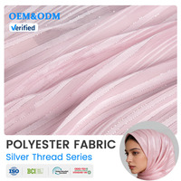 Tissu Hijab en Satin de Polyester Jacquard à Rayures Argentées B1, Anti-Statique, pour Femme, Châle Quotidien, Toucher Doux