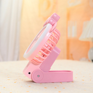Portable Handheld LED Fan With <b>Foldable</b> Design Rechargeable Battery 2W DC Motor Button Control For <b>Desk</b> Or Outdoor Use - Product Image 3