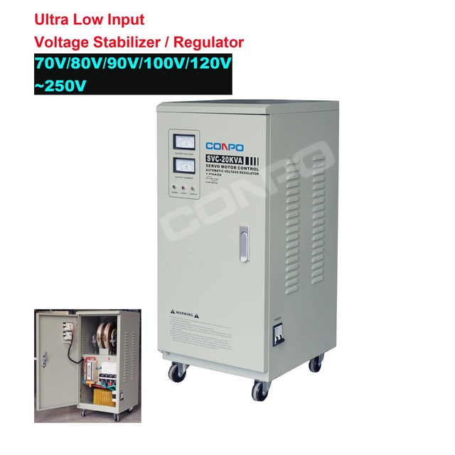 70V/80V/90V/100V/120V~250V Ultra Low Input Automatic Voltage Stabilizer Regulator SVC-20KVA Estabilizador De Voltaje