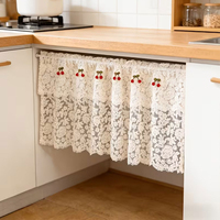 Voilages brodés floraux avec motif cerise pour la décoration des armoires de cuisine, rideaux courts translucides pour la maison