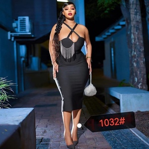 Nuevo Vestido de Fiesta Bodycon de Moda Africana para Verano, sin Tirantes, de Seda Láctea y Gasa, con Falda y Borlas Colgantes, Estampado Antiestático - Product Image 1