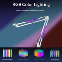 Support de microphone et de téléphone TopYun en métal avec éclairage RGB, bras articulé réglable pour diffusion en direct et studio de bureau