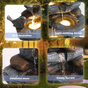<span class=keywords><strong>Fontaine</strong></span> d'eau en cascade à 5 niveaux en résine de roche <span class=keywords><strong>solaire</strong></span> d'extérieur Grepatio avec 4 lumières LED résistantes aux intempéries pour jardin, patio, cour, terrasse - Product Image 5