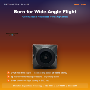 ZYKD TC-621A CVBS FPV Camera <strong>Analog</strong> <strong>Mini</strong> Drone Quadcopter Aerial UAV Ultra Wide Angle Low Latency 19x19mm DC 5V to 12V OEM ODM - Product Image 3