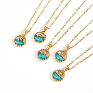 Collier Pendentif Thème Océan en Acier Inoxydable Plaqué Or 18 carats, Motif Géométrique Animal Tortue Étoile de Mer, Chaîne Clavicule, Bijou Cadeau - Product Image 4