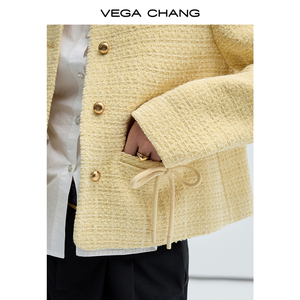 Nouveau <span class=keywords><strong>manteau</strong></span> court d'automne pour femmes de VEGA CHANG, cachemire, nœud doux, petit parfum, haut - Product Image 2