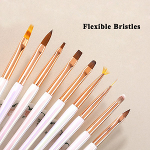White Gold Nail Art Brush Set Light Therapy Painting Liner Detail Drawing <b>Builder</b> Gel French Crystal Carving Pen Manicure Brush - Product Image 2