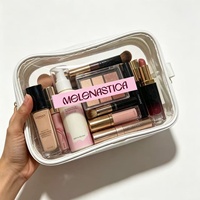 Trousse de Toilette/Maquillage Transparente en PVC Imperméable Personnalisable avec Poignées pour Femme