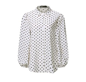 Blouses longues manches lanternes pour femmes, chemises à pois, col à revers, élégantes, grandes tailles, automne, 2022 - Product Image 5