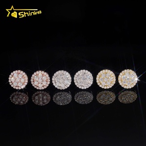 Bijoux en moissanite, <span class=keywords><strong>argent</strong></span> sterling 925, plaqué or, boucles <span class=keywords><strong>d</strong></span>'oreilles à visser, serties de diamants glacés, style hip-hop - Product Image 1