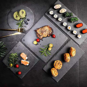 Vente <span class=keywords><strong>en</strong></span> gros pierre de roche naturelle <span class=keywords><strong>rectangulaire</strong></span>, service de Sushi Steak Restaurant plats de dîner assiette <span class=keywords><strong>en</strong></span> <span class=keywords><strong>ardoise</strong></span> noire - Product Image 2