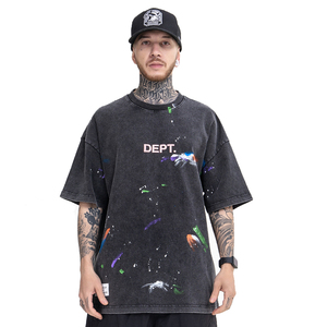 เสื้อยืดโอเวอร์ไซส์ผ้าคอตตอนถักเนื้อหนา พิมพ์ลายกราฟิกสตรีทแวร์สำหรับผู้ชาย เป็นมิตรกับสิ่งแวดล้อม ซักด้วยน้ำยาสโตนวอช - Product Image 4