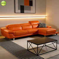 Canapé d'angle de salon de luxe européen en vente chaude, style moderne, canapé en cuir PU avec méridienne, canapé modulaire en forme de L, 2293