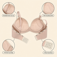 Soutien-gorge push-up sans armatures pour femme, avec logo, dentelle, nœud et détails en cristal, bonnets texturés, bretelles réglables confortables, idéal pour le quotidien