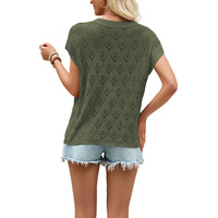 Mode estivale pour femmes : Gilet tricoté ajouré à col rond, haut sexy sans manches en crochet, couleur unie, tricot décontracté