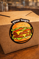 Etiquetas Adhesivas Personalizadas de Vinilo Impermeables para Alimentos, con Logotipo de Marca, Redondas, para Cajas de Comida Rápida, Hamburguesas y Restaurantes