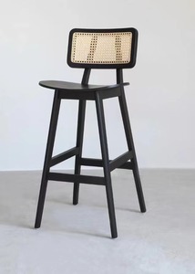 Silla Alta de <span class=keywords><strong>Cocina</strong></span> de Madera para Comedor, Bar y Restaurante, Taburete de Ratán con Respaldo Alto, Estilo Moderno y Sencillo, Popular de Fábrica y de Gran Venta - Product Image 2