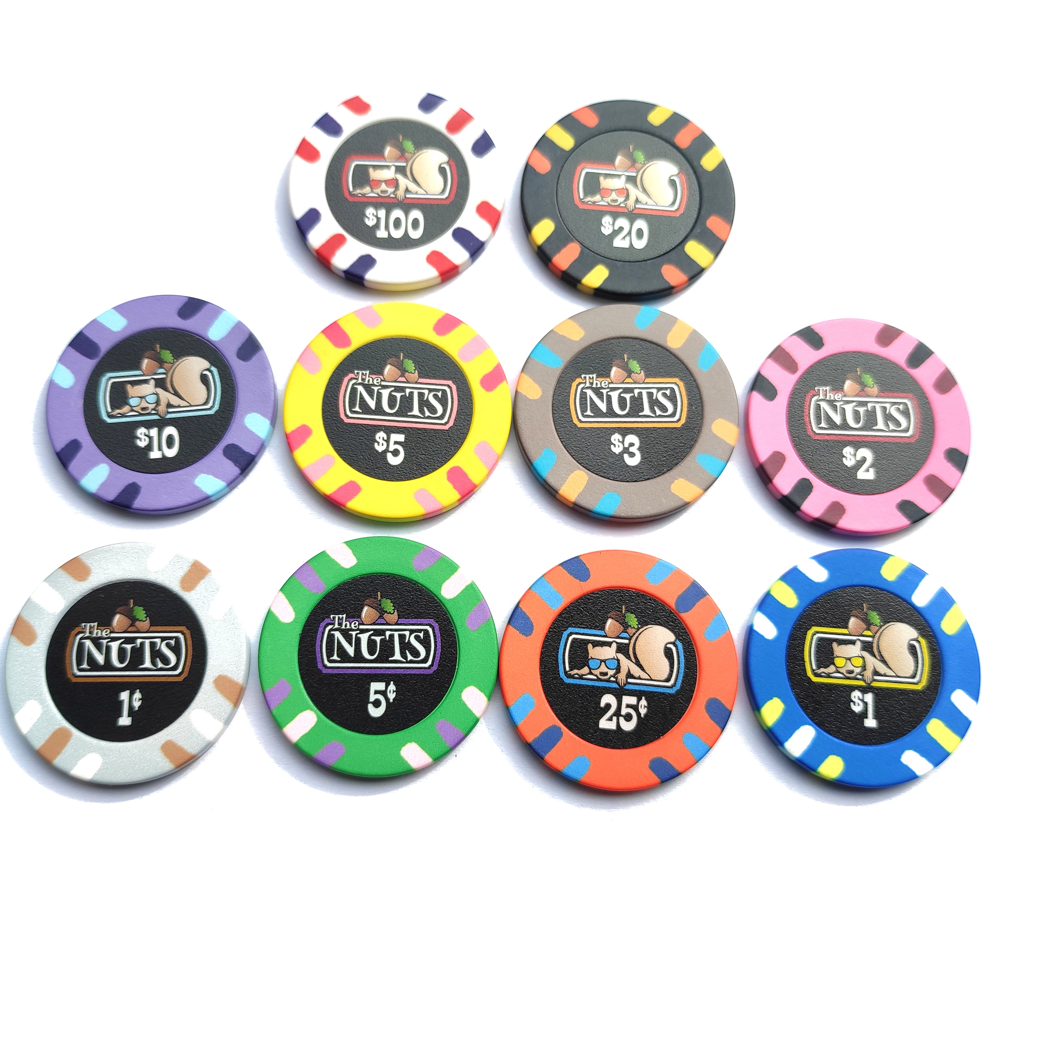 Chip Poker Keramik Hibrida Sublimasi dengan Stiker 25.8MM Bertatahkan