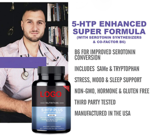 OEM 5-HTP 5 HTP capsule gommose supplemento calmante per la lombalgia L triptofano per il cambio dell'umore Be Relax antistress adulto - Product Image 5