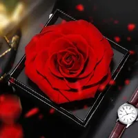 Valentinstags- und Muttertagsgeschenk: Konservierte Rosen in Acrylbox mit „Ich liebe dich“-Halskette