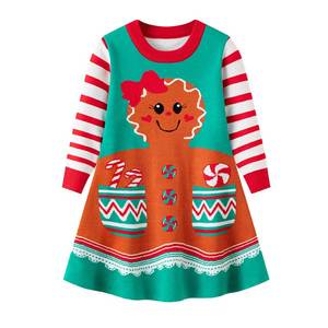ชุดเดรสถักลายขนมปังขิงสำหรับเด็กผู้หญิงชุดกระโปรงสเวตเตอร์คริสต์มาสสำหรับเด็กสไตล์ใหม่ - Product Image 1